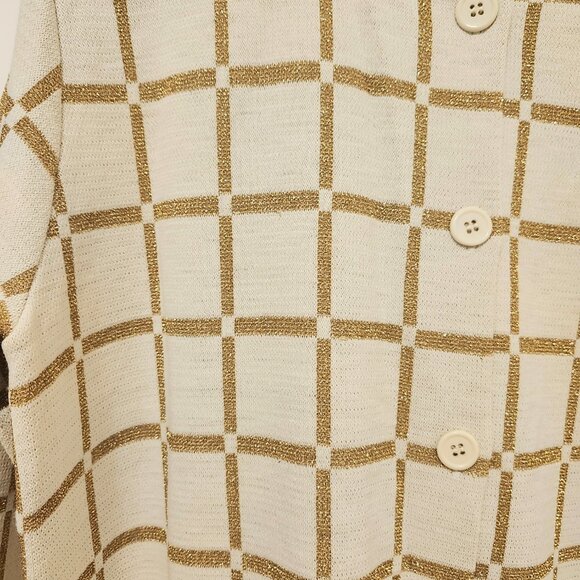 Absolutely Gorgeous New Elegant Cream & Gold Karen Lessly Women's Sweater L - Picture 3 of 8